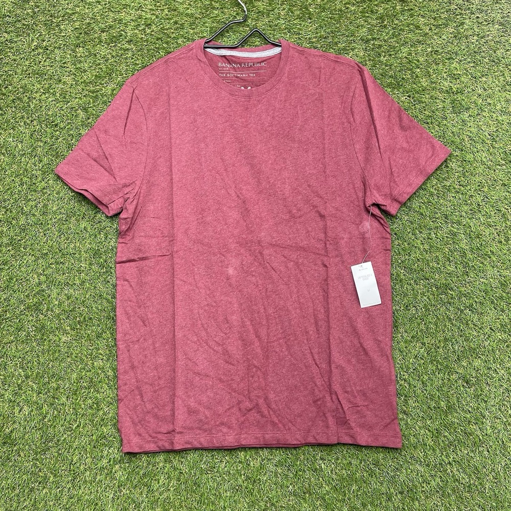 Banana Republic Shirt Mens Medium Short Sleeve Soft Wash Cotton Red Casual NWT